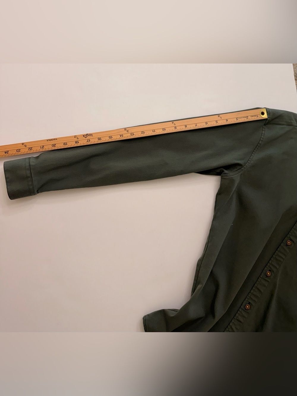 Father & Sons Olive Green Stretch Slim Fit Mandarin Grandad Collar Shirt M - Picture 8 of 9